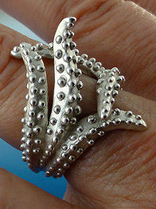 Up Side Down Sterling Silver Starfish Ring, Unique Ocean Jewelry, Beach Jewelry, Ocean Jewelry