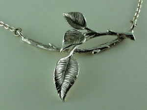 Leaf and Twigs Necklace, Sterling Silver Leaf and Twig Pendant, Tree Branch necklace, Leaf necklace, Twig Necklace