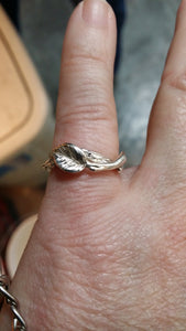 Leaf and Twig Promise Ring, Sterling Silver Leaf and Twig Ring, Tree Branch Ring, Leaf Ring, Twig Ring, Branch Band, Nature Inspired Ring