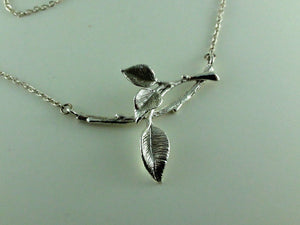 Leaf and Twigs Necklace, Sterling Silver Leaf and Twig Pendant, Tree Branch necklace, Leaf necklace, Twig Necklace