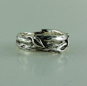 Sterling Silver Leaf & Twig Wedding Band, Tree Branch Ring, Leaf Ring, Twig Ring, Twig and Leaf Ring, Twig Wedding Band, Branch  Band