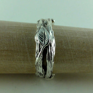 Sterling Silver Leaf & Twig Wedding Band, Tree Branch Ring, Leaf Ring, Twig Ring, Twig and Leaf Ring, Twig Wedding Band, Branch  Band