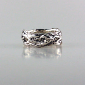 Sterling Silver Twig and Leaf Wedding Band, Tree Branch Ring, Leaf Ring, Twig Ring, Twig and Leaf Ring, Twig Wedding Band, Branch  Band