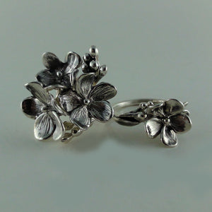 Mom's and Daughters matching rings, Forget me Not Rings, Silver Mom's and Daughters Floral Rings, Silver Ring Set, For me and my Daughter