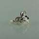 Open Heart Mother's Ring with Gemstones, Three stone ring with leaves and twigs, Silver Leaf and Twig Ring, Heart & Leaf Ring, Twig Ring