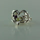 Open Heart Mother's Ring with Gemstones, Three stone ring with leaves and twigs, Silver Leaf and Twig Ring, Heart & Leaf Ring, Twig Ring