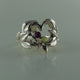 Open Heart Mother's Ring with Gemstones, Three stone ring with leaves and twigs, Silver Leaf and Twig Ring, Heart & Leaf Ring, Twig Ring