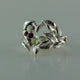 Open Heart Mother's Ring with Gemstones, Three stone ring with leaves and twigs, Silver Leaf and Twig Ring, Heart & Leaf Ring, Twig Ring