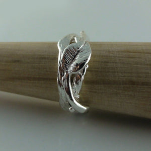 14k Gold or Sterling Silver, Leaf and Twig Wedding Set, Sterling Silver Leaf and Twig Rings, Tree Branch Ring, Leaf Ring, Twig Wedding Rings