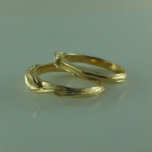 Leaf and Twigs Wedding Set, Twig Wedding Band with Leaves in White, Yellow, Rose Gold,14k, Leaf Ring, Twig Wedding Rings, engagement rings
