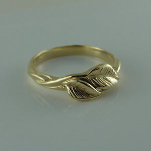 Leaf and Twigs Wedding Band, Twig Wedding Band with Leaves in White, Yellow, Rose Gold,14k, Leaf Ring, Twig Wedding Band, Engagement Ring