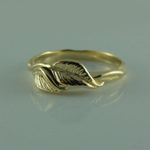 Leaf and Twigs Wedding Band, Twig Wedding Band with Leaves in White, Yellow, Rose Gold,14k, Leaf Ring, Twig Wedding Band, Engagement Ring