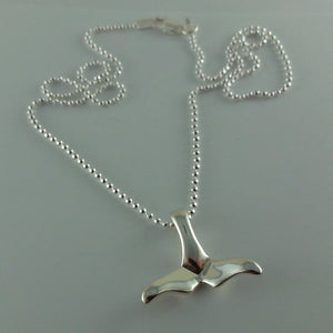 Small Sterling Silver Whale Tail Necklace, Silver Beach Pendant, Sea Life Jewelry, Whale Tail Jewelry, Whale Pendant, Beach Jewelry