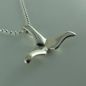 Small Sterling Silver Whale Tail Necklace, Silver Beach Pendant, Sea Life Jewelry, Whale Tail Jewelry, Whale Pendant, Beach Jewelry