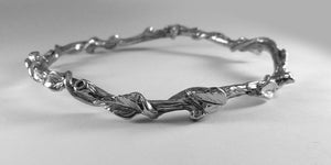 Small Leaf and Twig Bangle, Twig Bangle, Leaf Bangle, Small Bangle, Sterling Leaf Bangle, Silver Bangle