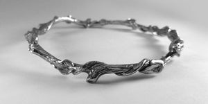 Small Leaf and Twig Bangle, Twig Bangle, Leaf Bangle, Small Bangle, Sterling Leaf Bangle, Silver Bangle