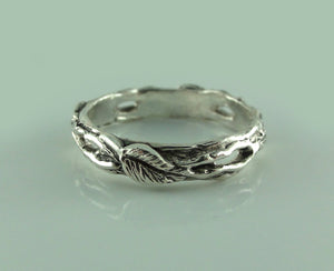 Twig and Leaf Wedding Band Set, Tree Branch Rings, Twig Wedding Bands, Gold Twig Rings, Twig Wedding Bands, Branch  Rings
