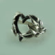 Hand Sculpted Open Heart Ring, Sterling Silver Leaf and Twig Heart Ring, Tree Branch Heart Ring, Leaf Heart Ring, Twig Heart Ring