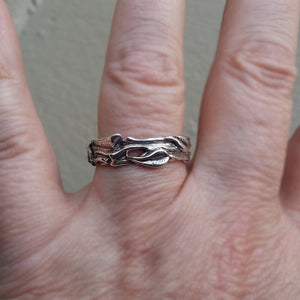Leaf & Twig Wedding Band, Silver Tree Branch Ring, Leaf Ring, Twig Ring, Twig Wedding Band, Branch Band by Dawn Vertrees