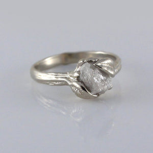 White Gold Raw Diamond Engagement Ring, Made to Order Wedding Ring, Uncut Rough Diamond Forever Ring, Promise Ring by Dawn Vertrees Jewelry