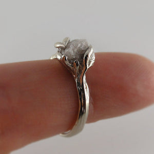 White Gold Raw Diamond Engagement Ring, Made to Order Wedding Ring, Uncut Rough Diamond Forever Ring, Promise Ring by Dawn Vertrees Jewelry