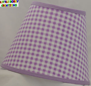 Gingham Lilac Fabric Lamp Shade (10 Sizes to Choose From!!!)