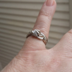 Twig Engagement Ring, Raw Uncut Diamond Bridal Set, 14k Gold Wedding Ring, Wedding, Stacking Ring with Rough Diamond Ring by Dawn Vertrees