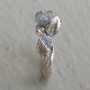 Raw Diamond Engagement Ring - 14K White Gold and Rough Diamond Wedding Ring, Promise Ring by Dawn Vertrees