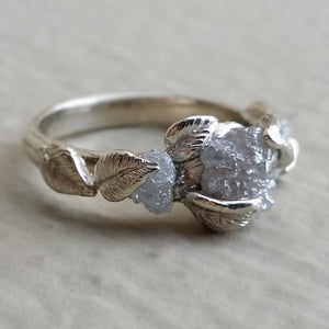 Raw Diamond Engagement Ring - 14K White Gold and Rough Diamond Wedding Ring, Promise Ring by Dawn Vertrees