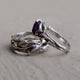 Raw Uncut Purple Sapphire Leaf & Twig Matching Wedding Band Set, Engagement Ring- Hand Sculpted