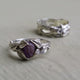 Raw Uncut Purple Sapphire Leaf & Twig Matching Wedding Band Set, Engagement Ring- Hand Sculpted