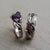 Raw Uncut Purple Sapphire Leaf & Twig Matching Wedding Band Set, Engagement Ring- Hand Sculpted