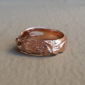 Twig Wedding Band, Gold Wedding Bands, Leaf Band, Twig Ring, Twig and Leaf Bands hand sculpted bands by Dawn Vertrees