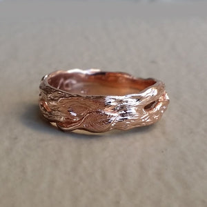 Twig Wedding Band, Gold Wedding Bands, Leaf Band, Twig Ring, Twig and Leaf Bands hand sculpted bands by Dawn Vertrees