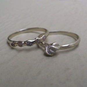 Raw Uncut Diamond Stacking Wedding Band Set, 14k Leaf & Twig Bridal Set with Five Uncut Rough Diamond Wedding Band in Gold by Dawn Vertrees