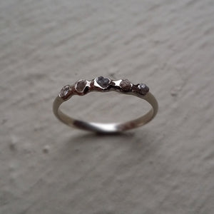 Raw Uncut Diamond Stacking Wedding Band Set, 14k Leaf & Twig Bridal Set with Five Uncut Rough Diamond Wedding Band in Gold by Dawn Vertrees