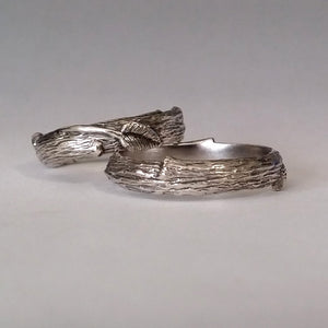 Wedding Ring Set, each hand sculpted Leaf and Twig Wedding Bands, Set of Two Branch Rings, Twig & Leaf Rings Hand sculpted by Dawn Vertrees