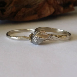 Twig Engagement Ring, Hand Sculpted 14k White Gold Rough Diamond Bridal Set, Cruelty Free, Hand Sculpted Rings by Dawn Vertrees