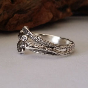 Hand Sculpted Sterling Silver Mens Wedding Band, Twig Engagement Band, Silver Mens Ring by Dawn Vertrees Jewelry