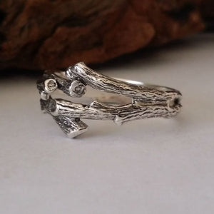 Hand Sculpted Sterling Silver Mens Wedding Band, Twig Engagement Band, Silver Mens Ring by Dawn Vertrees Jewelry