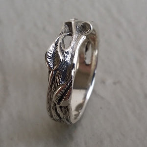 Leaf & Twig Wedding Band, Silver Tree Branch Ring, Leaf Ring, Twig Ring, Twig Wedding Band, Branch Band by Dawn Vertrees