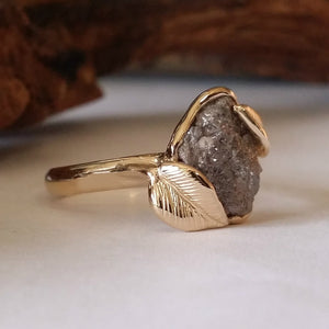 14k Yellow Gold Raw Black Diamond Engagement Ring, Gifts for Her by Dawn Vertrees - Available Now!