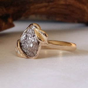 14k Yellow Gold Raw Black Diamond Engagement Ring, Gifts for Her by Dawn Vertrees - Available Now!
