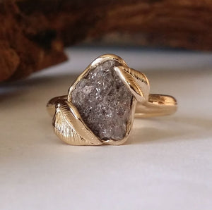 14k Yellow Gold Raw Black Diamond Engagement Ring, Gifts for Her by Dawn Vertrees - Available Now!