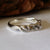 Twig Wedding Band with Hand sculpted Leaves, 3 Rose Cut Raw Diamond set in Sterling Silver, Rose Cut Diamond Ring by Dawn Vertrees