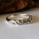 Twig Wedding Band with Hand sculpted Leaves, 3 Rose Cut Raw Diamond set in Sterling Silver, Rose Cut Diamond Ring by Dawn Vertrees
