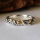 Twig Wedding Band with Hand sculpted Leaves, 3 Rose Cut Raw Diamond set in Sterling Silver, Rose Cut Diamond Ring by Dawn Vertrees