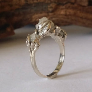 18K White Gold Raw Three Diamond Engagement Ring, Bridal Ring, Promise Ring, Anniversary Ring, Wedding Band by Dawn Vertrees Jewelry