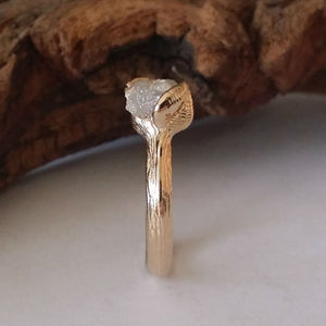 Twig Engagement Ring, Raw Uncut Rough Diamond Engagement Ring, Made to Order Leaf Engagement Ring or Promise Ring in Gold by Dawn Vertrees