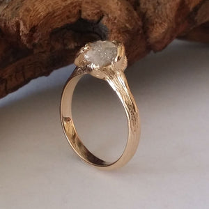 Twig Engagement Ring, Raw Uncut Rough Diamond Engagement Ring, Made to Order Leaf Engagement Ring or Promise Ring in Gold by Dawn Vertrees